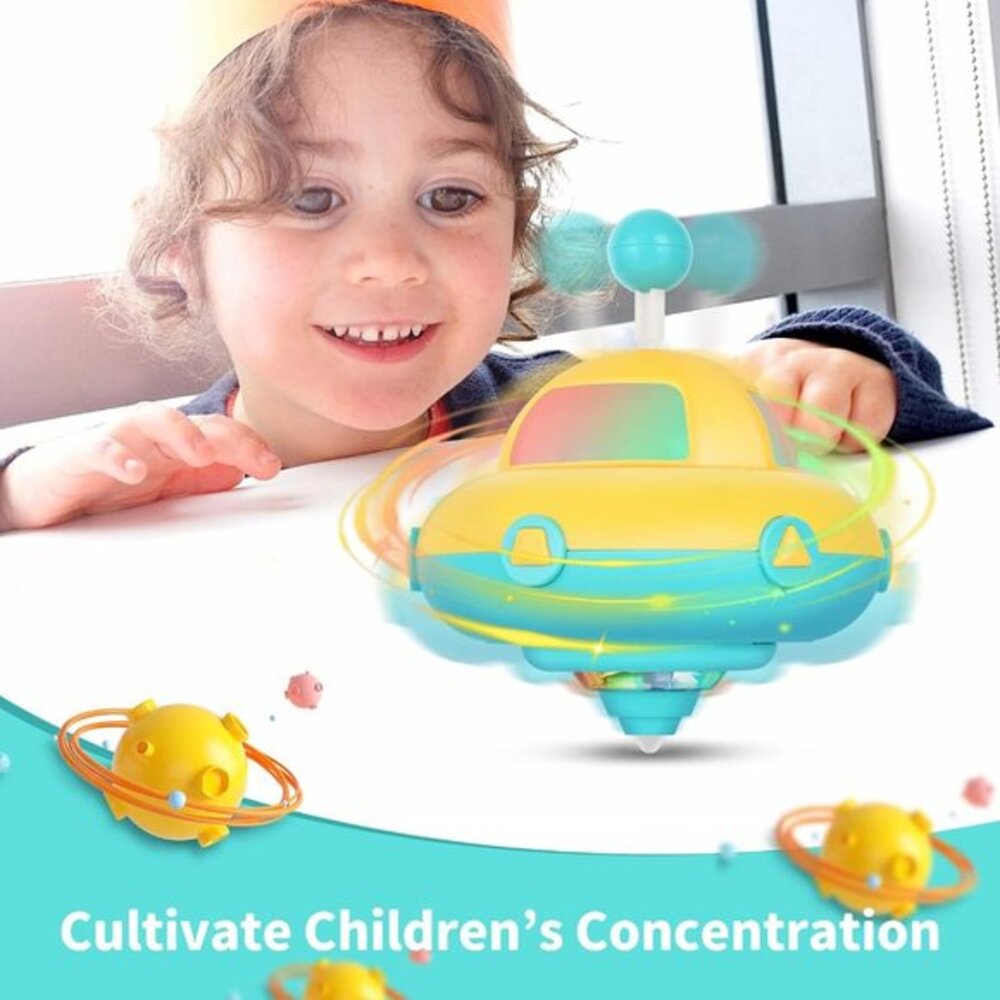 Light Up Spinning Top‎ for Kids, UFO Gyroscope Novelty Educational Toys, Sensory